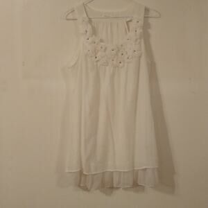 Blue Bird Women's Size Large Tank Top with Cut Out Flowers - Summer Fun